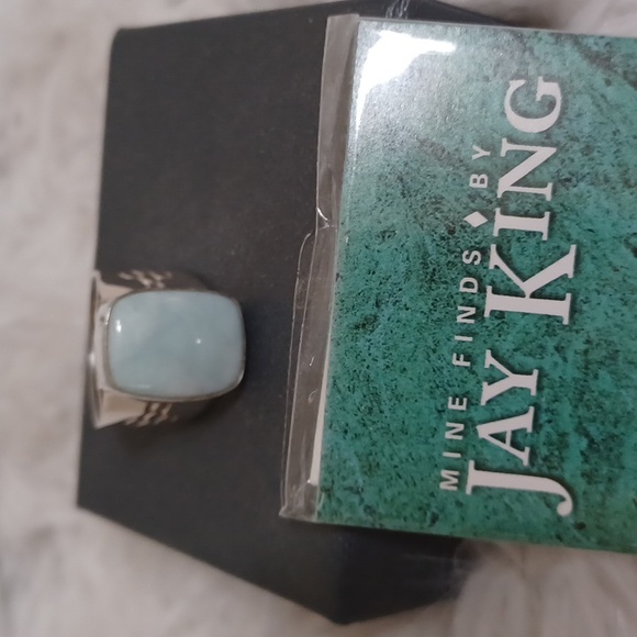 Jay King Mine Finds Silver Cushion Cut Larimar Ring NEW - Picture 8 of 10